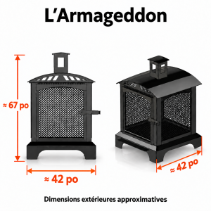 Foyer L’Armageddon — vues et dimensions extérieures approximatives