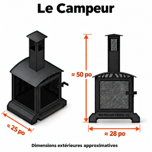 Foyer Le Campeur — vues et dimensions extérieures approximatives