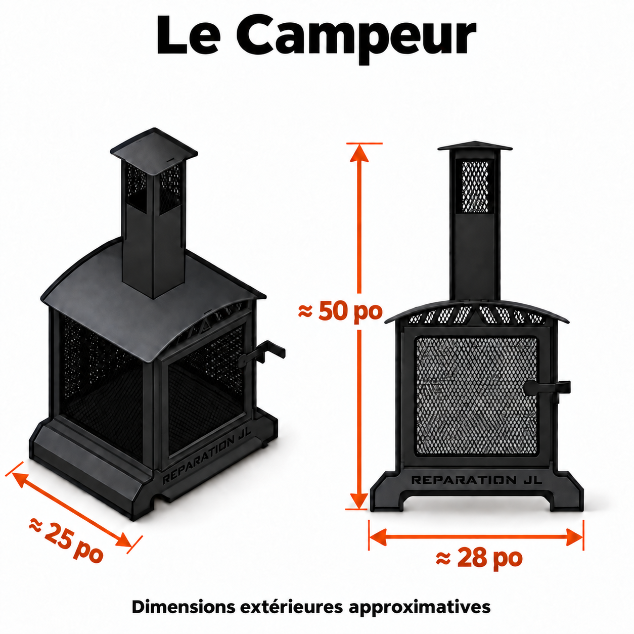 Foyer Le Campeur — vues et dimensions extérieures approximatives