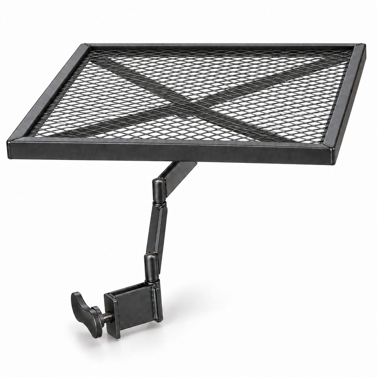 Grille de cuisson amovible en position horizontale avec bras articulés et fixation